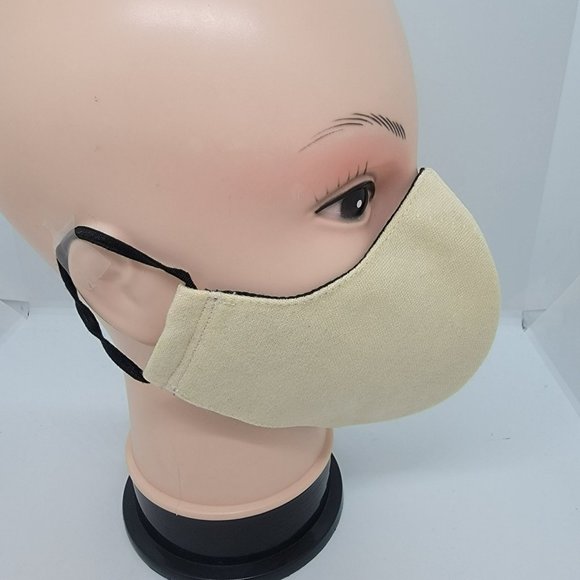 New Face cover ear loop Cream Mask Women's Embroidered handmade garden flowers - Picture 3 of 6